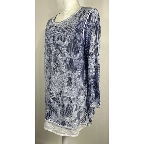 John Mark 100% Cotton Blue & White Lightweight Sweater Tunic Size XL - Picture 6 of 10